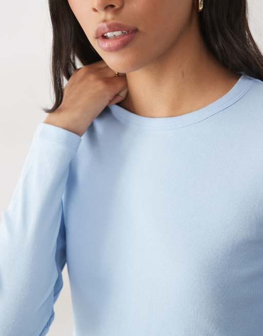 Abercrombie & Fitch geripptes Langarm-Top in Babyblau, 3 von 4