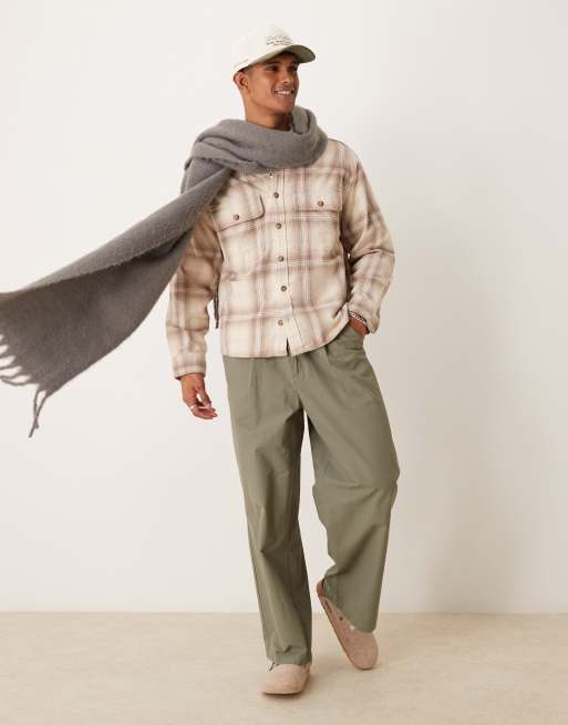 Abercrombie & Fitch - Geruit werkoverhemd van dik flanel in crème, 4 van 4