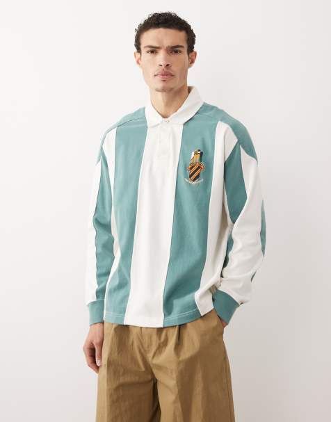 Abercrombie & Fitch - Gestreept rugbyshirt met lange mouwen in blauw en wit - view 1