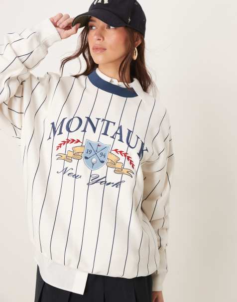 Abercrombie & Fitch - Gestreepte fleece top in crème multi - view 1