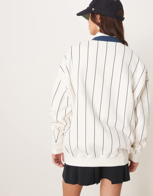 Abercrombie & Fitch - Gestreepte fleece top in crème multi, 4 van 4