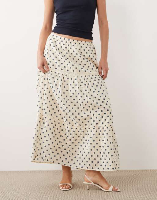 Abercrombie & Fitch – Gestufter Maxirock in Cremeweiß mit Polka Dots, 2 von 5