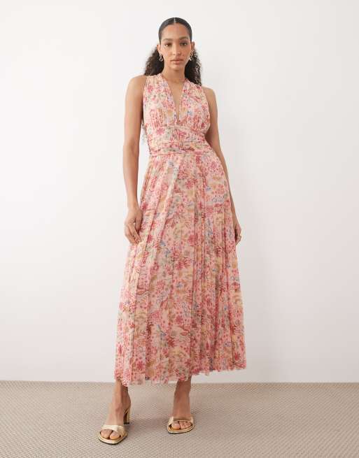 Abercrombie & Fitch – Gestuftes Maxikleid in Rosa mit Multiway-Ausschnitt, 3 von 4