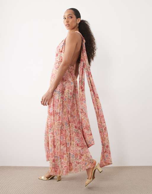 Abercrombie & Fitch – Gestuftes Maxikleid in Rosa mit Multiway-Ausschnitt, 4 von 4