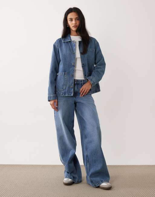 Abercrombie & Fitch - Giacca di jeans barn double-face blu lavaggio medio, 2 di 4