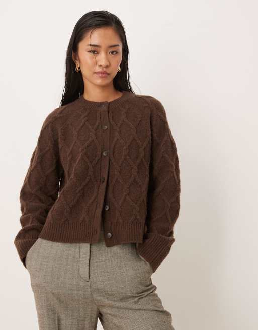 Abercrombie & Fitch - Gilet boutonné à col ras de cou - Marron, 4 de 4
