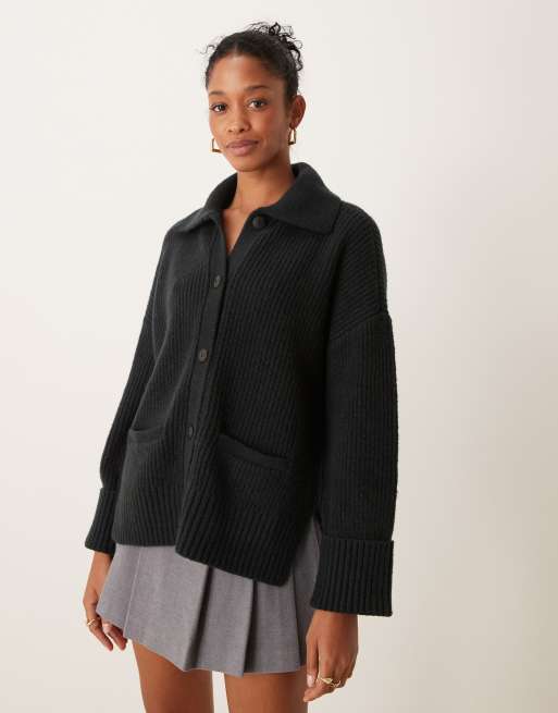 Abercrombie & Fitch - Gilet boutonné avec col - Noir