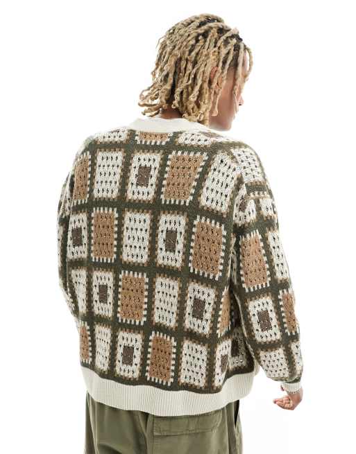 Abercrombie & Fitch - Gilet crocheté à motif - Marron, 3 de 4