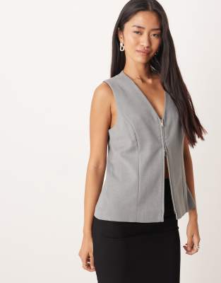 Gilet de costume à fermeture éclair - Gris foncé XS