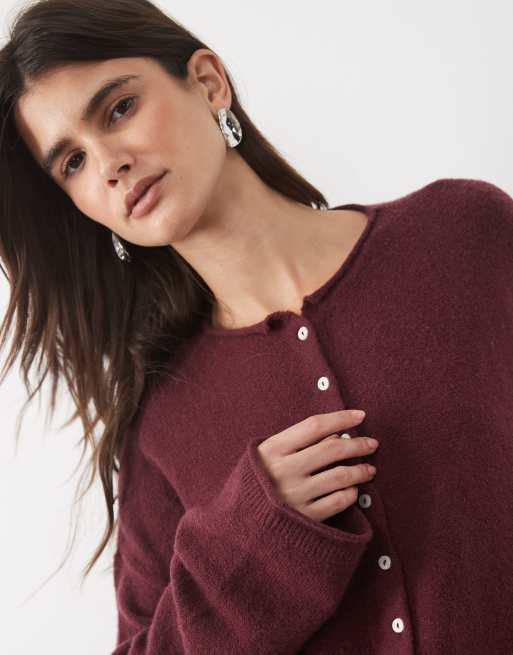 Abercrombie & Fitch gilet en maille à col montant bordeaux, 3 de 4
