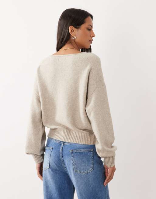 Abercrombie & Fitch gilet en maille henley marron clair, 3 de 4