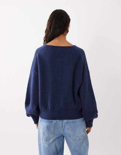 Abercrombie & Fitch gilet-pull en maille henley bleu marine, 4 de 4