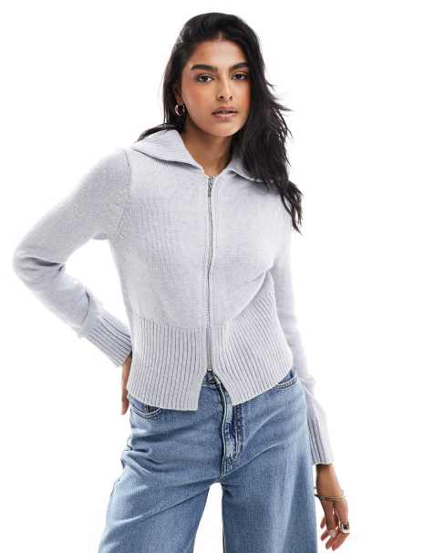 Abercrombie & Fitch - Gilet zippé à col - Gris clair - view 1