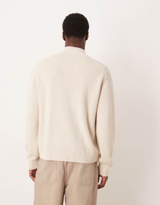 Abercrombie & Fitch - Gilet zippé épais à col montant - Crème, 3 de 5