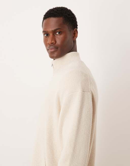 Abercrombie & Fitch - Gilet zippé épais à col montant - Crème, 4 de 5