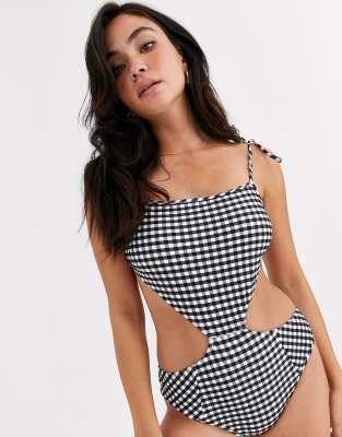 gingham cut out swimsuit