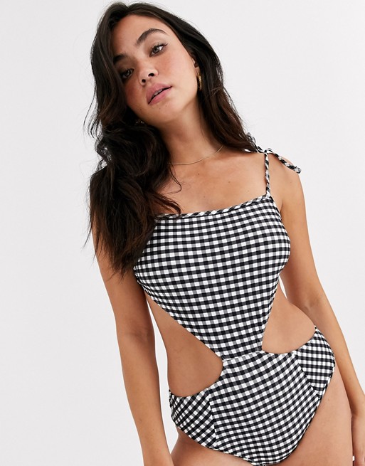 Abercrombie & Fitch gingham cut out swimsuit
