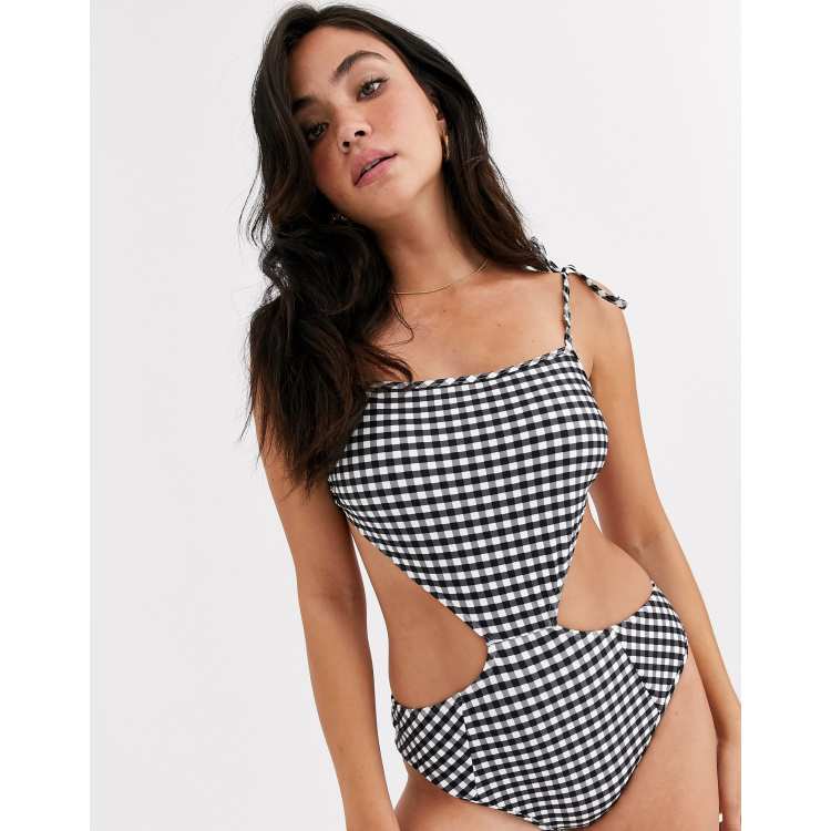 Abercrombie Fitch gingham cut out swimsuit ASOS