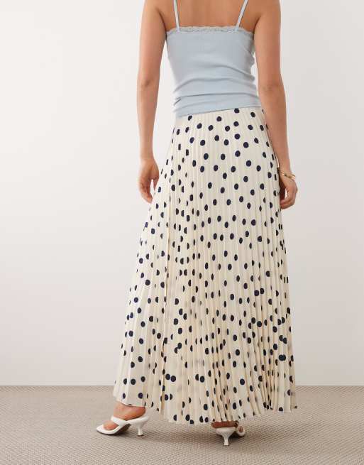 Abercrombie & Fitch – Giselle – Krämvit, prickig maxikjol, 5 av 5