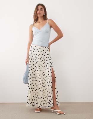 Abercrombie & Fitch giselle maxi skirt in cream polka dot print