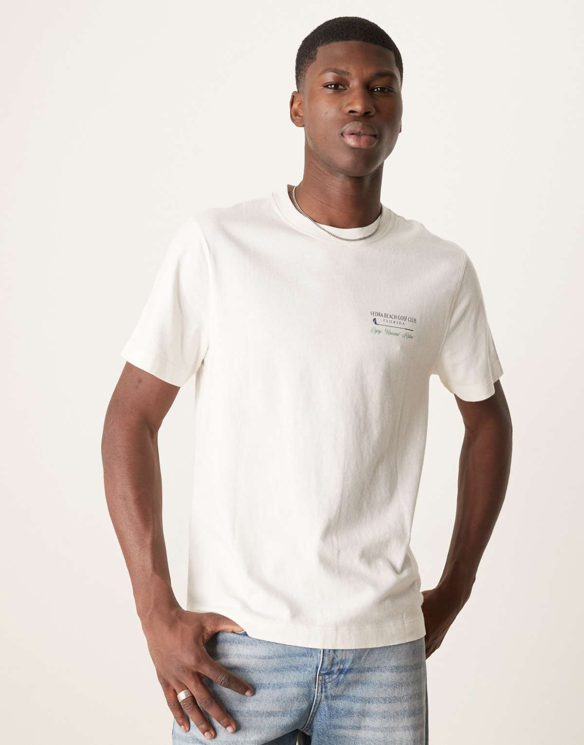Abercrombie & Fitch golf graphic back print t-shirt in cream