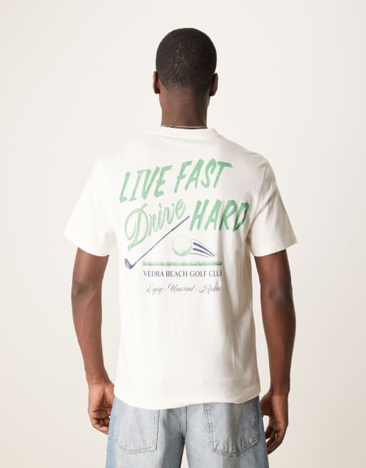 Abercrombie & Fitch golf graphic back print t-shirt in cream