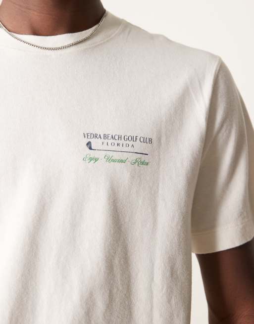 Abercrombie & Fitch golf graphic back print t-shirt in cream