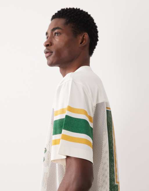 Abercrombie & Fitch golf graphic v-neck jersey T-shirt in white | ASOS