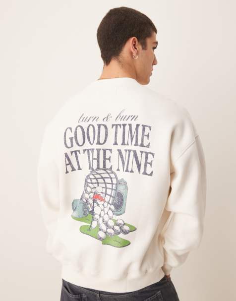 Abercrombie & Fitch golf motif back sweat top in white - view 1