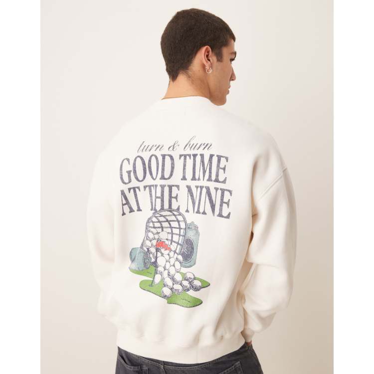 Abercrombie & Fitch golf motif back sweat top in white | ASOS