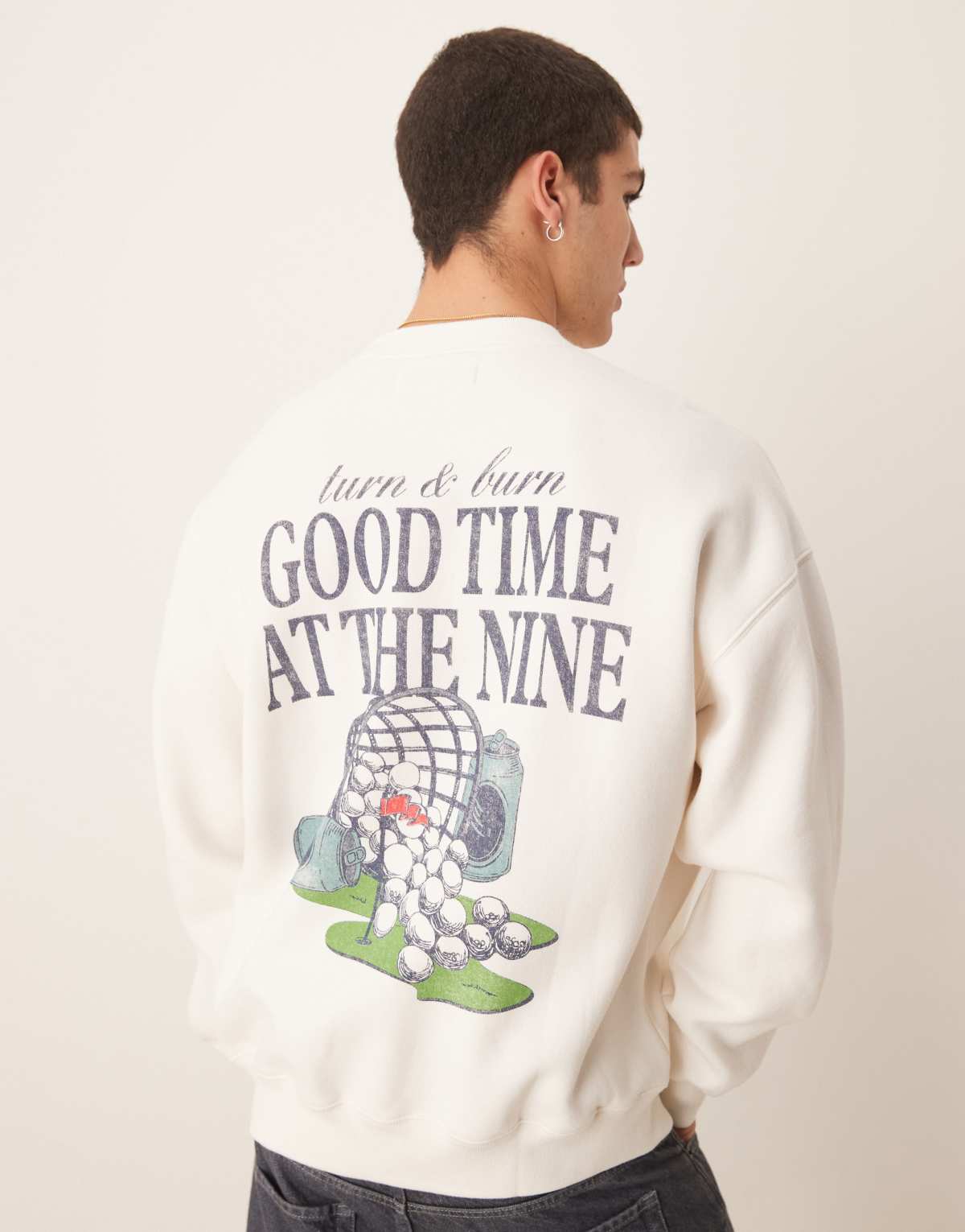 Abercrombie & Fitch golf motif back sweat top in white