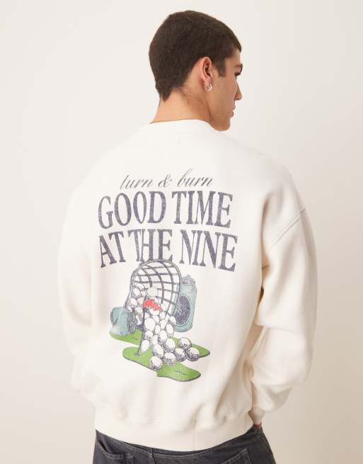 Abercrombie & Fitch golf motif back sweatshirt top in white