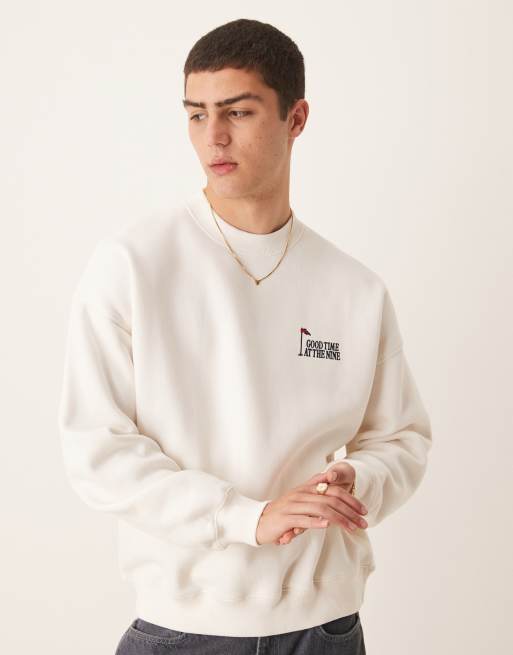 Abercrombie & Fitch golf motif back sweatshirt top in white | ASOS