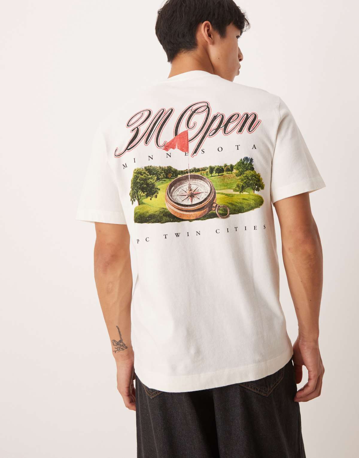 Abercrombie & Fitch golf motif back t-shirt in white