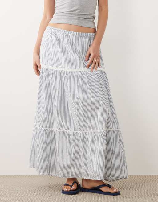 Abercrombie & Fitch - Gonna lunga a balze blu a righe, 5 di 5