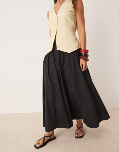 Abercrombie & Fitch - Gonna lunga ampia nera con vita elasticizzata - view 1