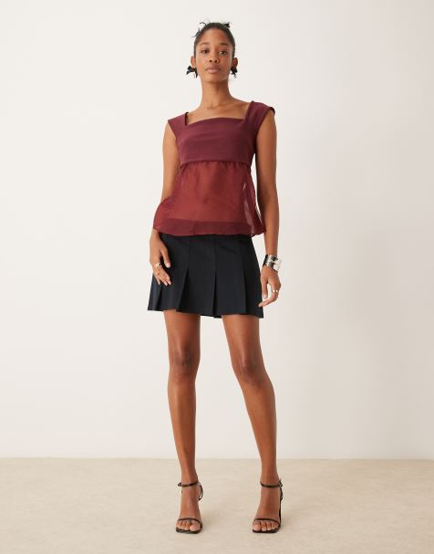 Abercrombie & Fitch - Gonna pantalone a pieghe ampie nera - view 1