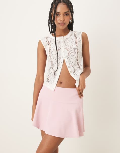 Abercrombie & Fitch - Gonna pantalone corta rosa a vita medio alta - view 1