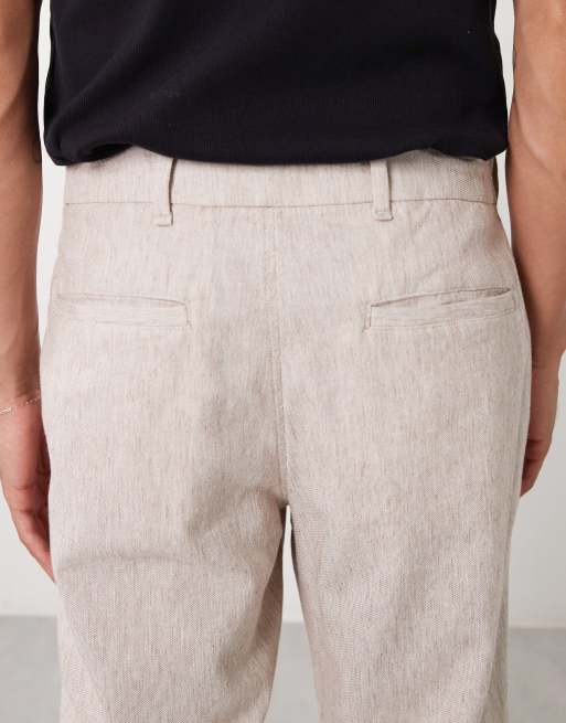 Abercrombie & Fitch - Grå afslappede elegante bukser med lige pasform i bomuld og hørblanding, 4 af 5