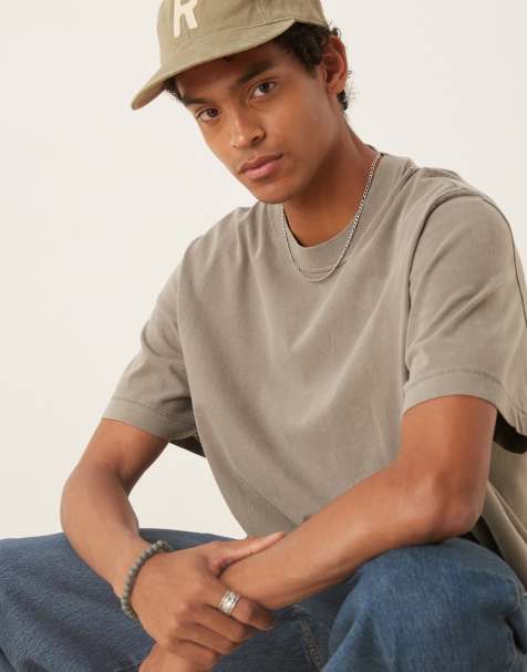Abercrombie & Fitch – Grå, kort t-shirt med rund halsringning och vintagestil - view 1