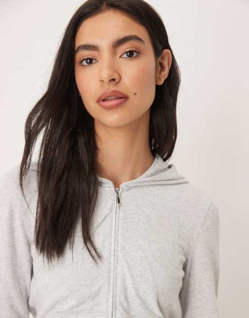 Abercrombie & Fitch - Grå lounge-hættetrøje med gennemgående lynlås, 3 af 4