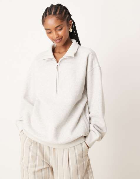Abercrombie & Fitch - Grå sweatshirt med kvart lynlås - view 1