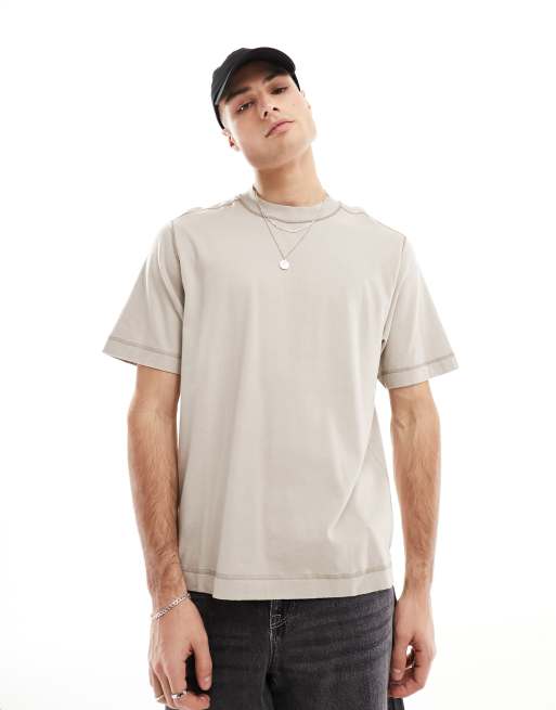 Abercrombie & Fitch - Gråbrun ensfarvet afslappet retro T-shirt