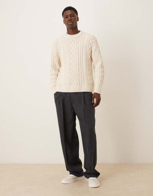 Abercrombie & Fitch – Gräddvit, kabelstickad tröja i oversize, 2 av 5