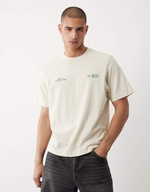 Abercrombie & Fitch – Gräddvit t-shirt med tryck, 4 av 5