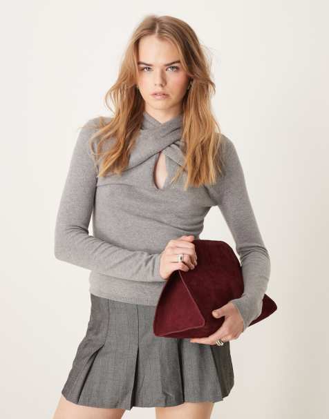 Abercrombie & Fitch – Grafitowy top ze skręconym przodem - view 1