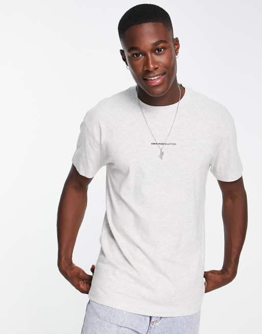 Abercrombie & Fitch – Gråmelerad t-shirt med liten logga