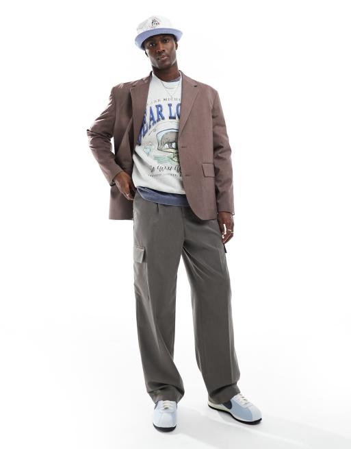 Abercrombie & Fitch - Gråmeleret sweatshirt med Bear Lodge-print, 3 af 4