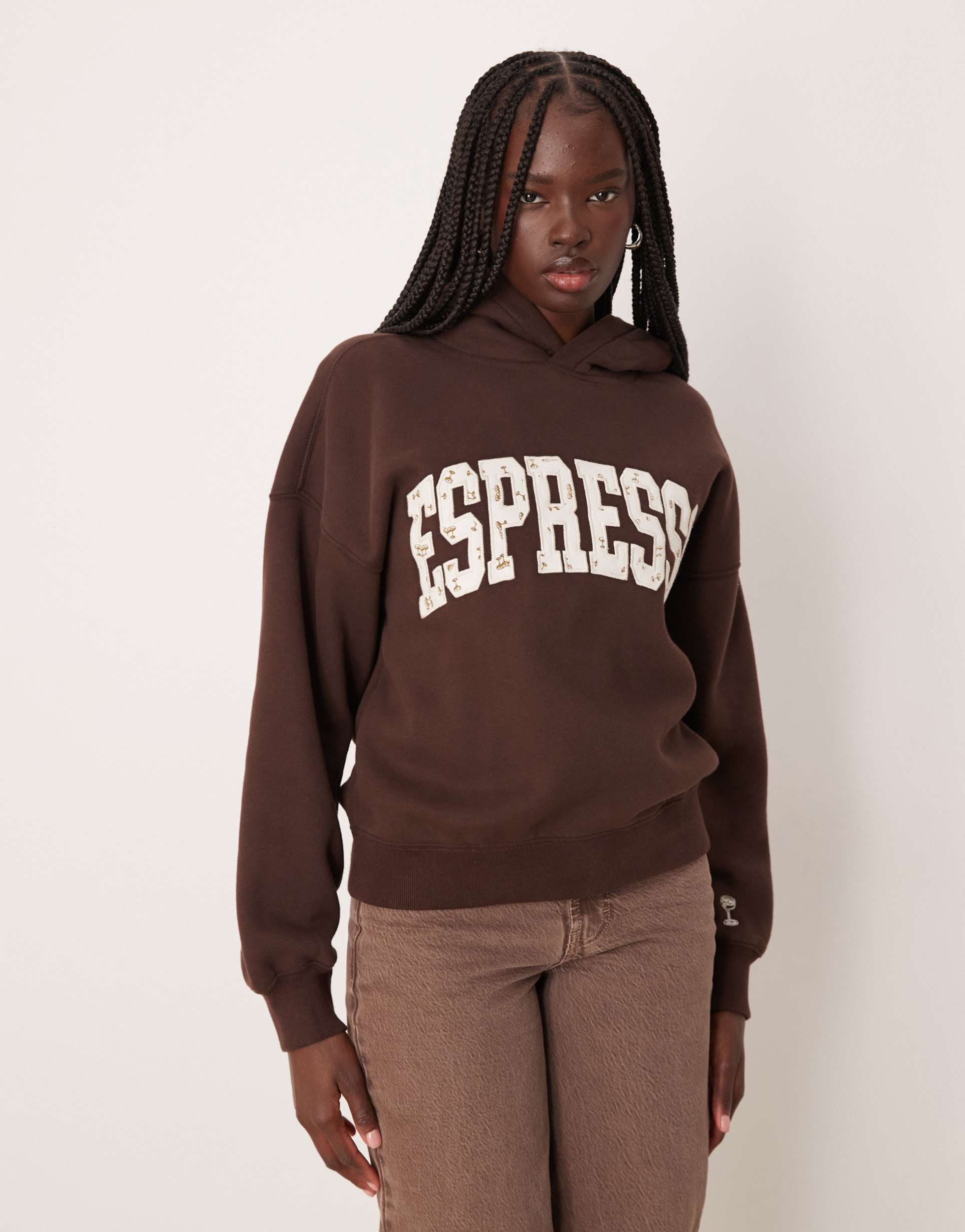 abercrombie & fitch graphic hoodie in brown