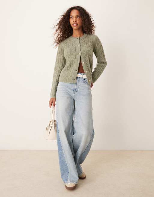 Abercrombie & Fitch - Grøn strikket cardigan med knapper, 2 af 4